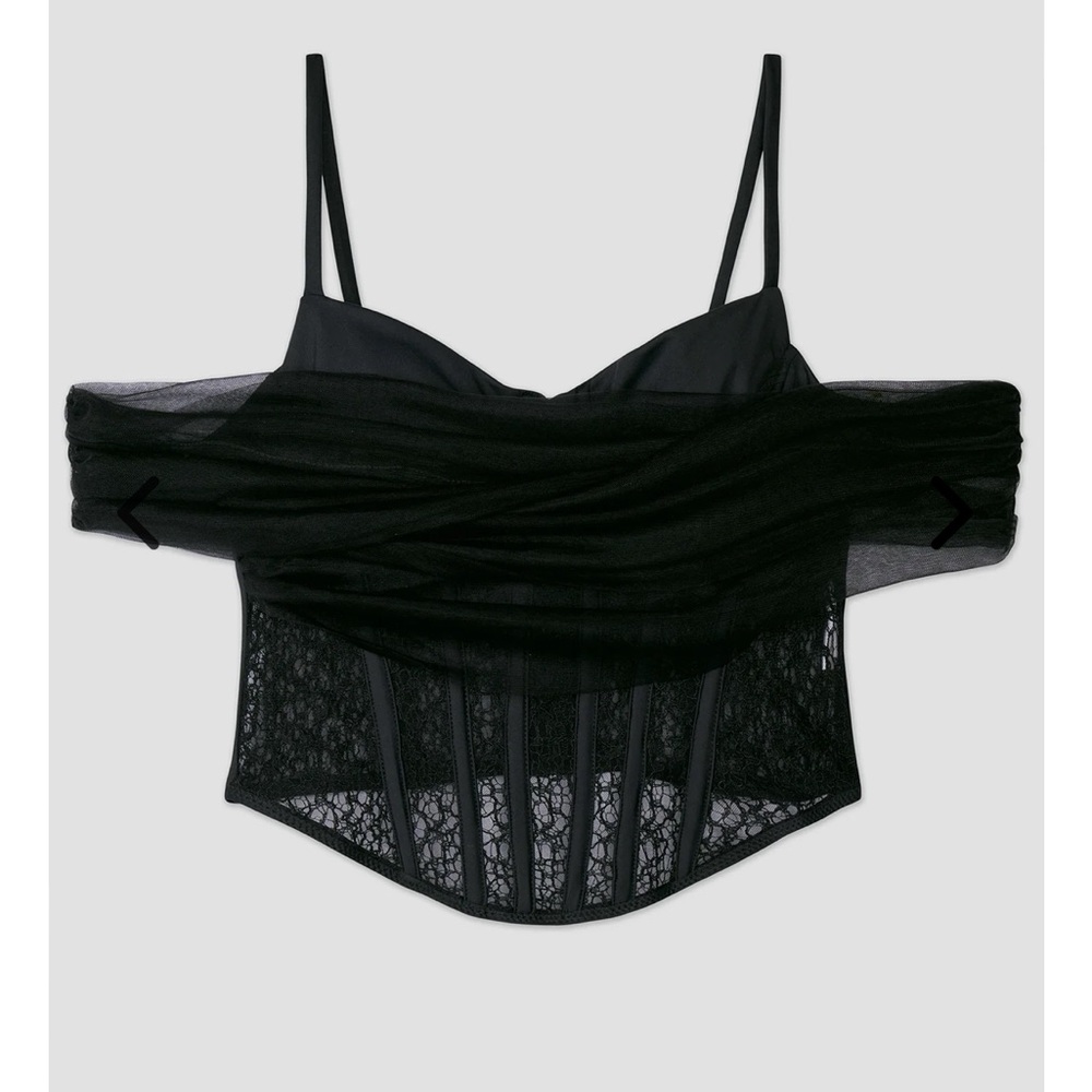 PARIS LACE OFF SHOULDER CORSET TOP (BLACK)